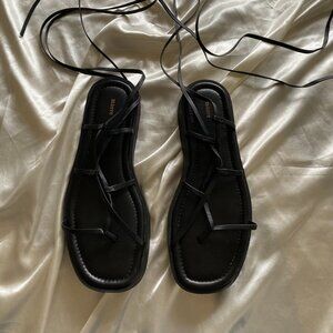 Maeve Anthropologie Black Tie-Up Platform Gladiator Sandals Size 10 / 40 Summer